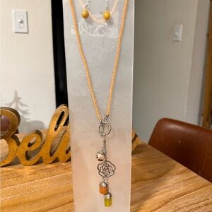 9.25 Sterling Silver Orange Crystals and stones Set.